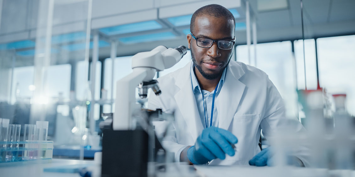 Stock image of man in lab